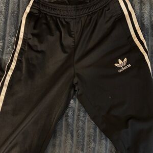 adidas Black Joggers with White Side Stripes - Kids
